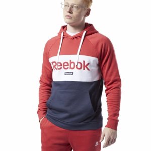 Bluza Z Kapturem Męskie Reebok Training Essentials Linear Logo Czerwone PL 79VERNP